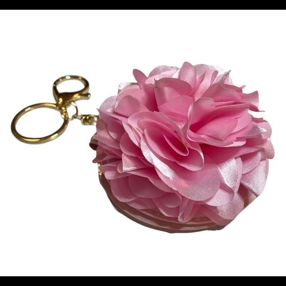 FABRIC FLOWER KEYRING AND MIRROR YELLOW - Picture 1 of 3